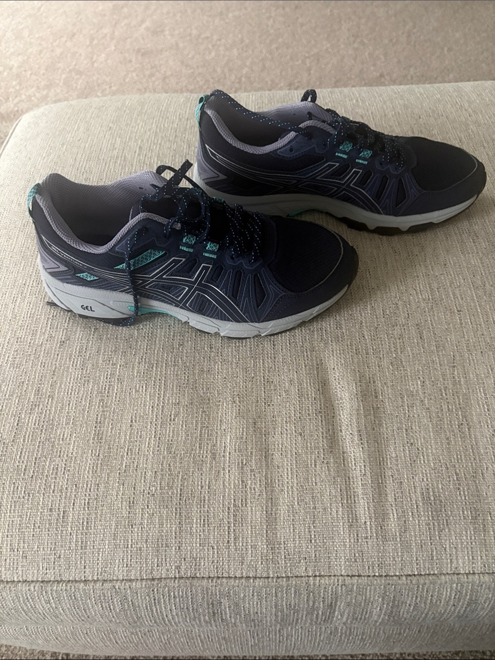 Asics Navy Athletic Running Shoes with Teal Accents